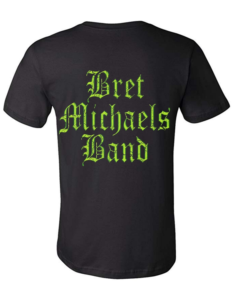 Bret Michaels Lime Green BMB Skull with Cross Bret Michaels Band